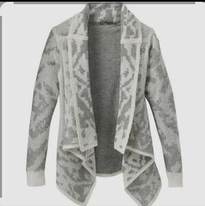 PrAna Alberta Sz XLWool Blend   Western Print Cottagecore Open Cardigan Sweater.
